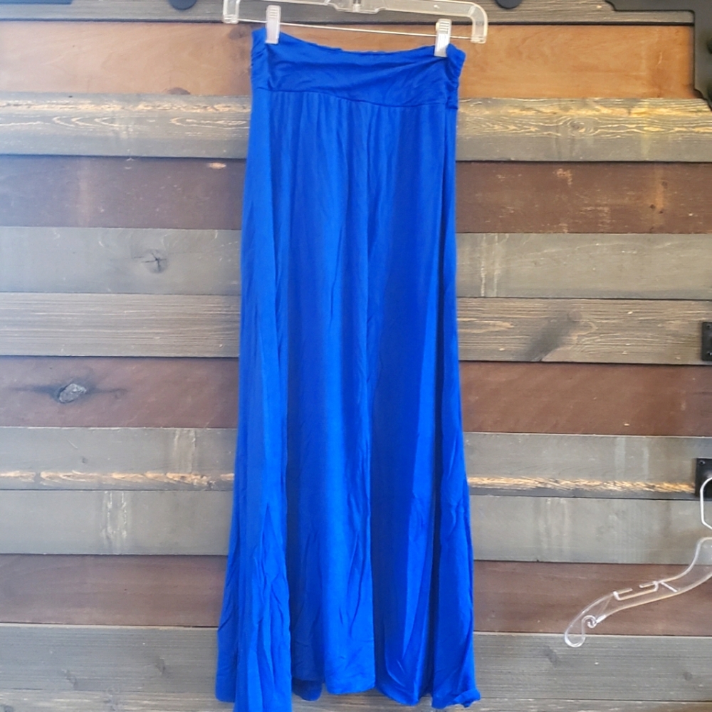 🍄🍓Color Thread Royal Blue Long Maxi Cotton Skirt🍓🍄